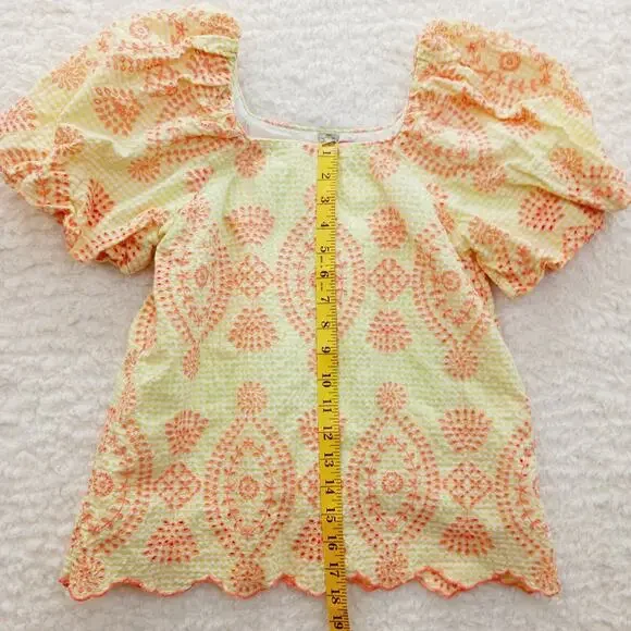 Blouse Lilly Pulitzer Seersucker Orange Yellow Puff Sleeve Coquette Fairy Sz XXS - Picture 4 of 16